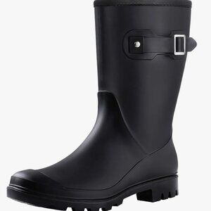 Evshine Women's Mid Calf Rain Boots Waterproof Garden Shoes